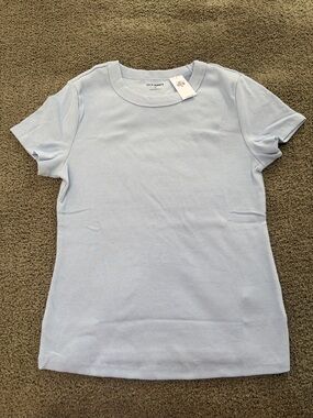 Old Navy Pale Blue Ribbed Short Sleeve Tee